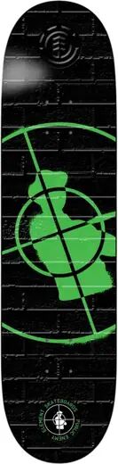 Element Public Enemy Skateboard Deck (Pexe Stencil)  - Black;Green - Size: 8.25"