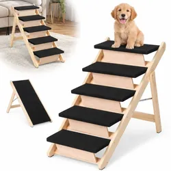 Relaxdays 2in1 Hundetreppe & Rampe klappbar Hellbraun,Schwarz