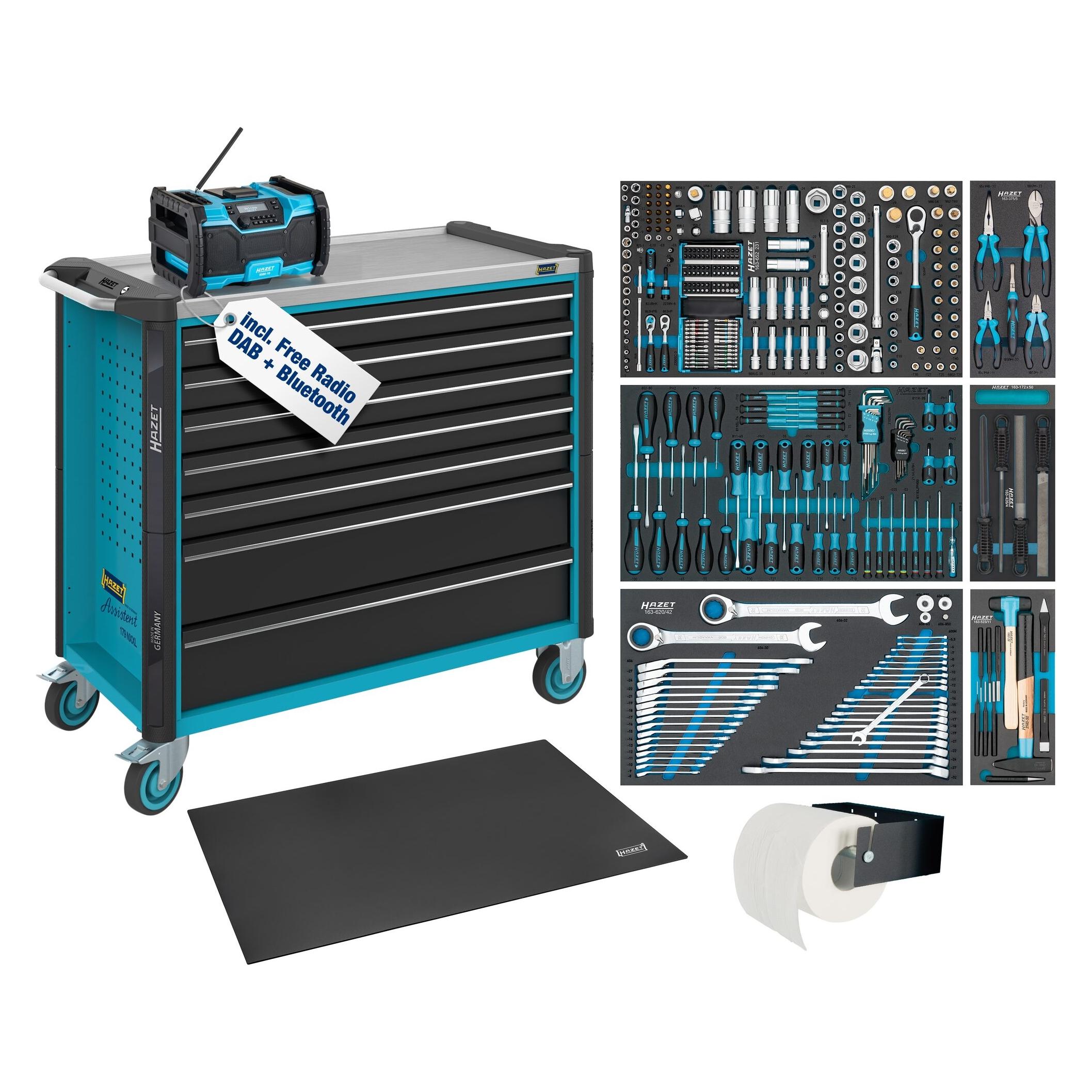 Hazet Werkstattwagen Assistent 179NXXL Sortiment 179NXXL-7/352EC 352-teilig Schubladen, flach... (352x) (179NXXL-7/352EC)