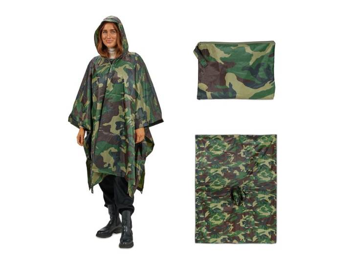 Relaxdays Multifunctionele regenponcho camouflage