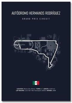 Inspired Finds F1 Racing Circuit Canvas Wall Art For Motorsport & Formula Racing Fans 7.87x11.81in Unframe autodromo Hermanos Rodriquez