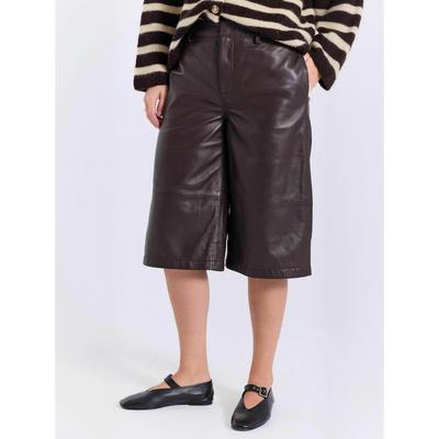 Shorts NORR "NORR Shorts Monica", Damen, Gr. 36, Normalgrößen, braun (schwarz braun), Obermaterial: 100% Leder, Hosen Shorts