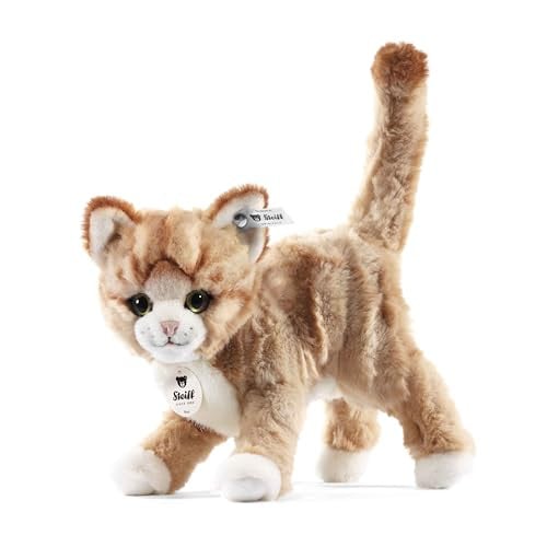 Steiff Knuffeldier Mizzy kat, beige pluche knuffel voor kinderen, 25 cm