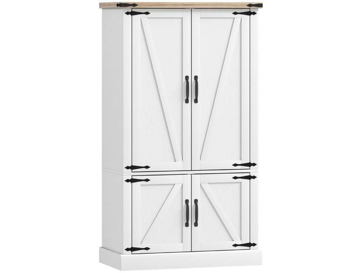 Buffet haut de cuisine LAHOMA effet bois clair et blanc