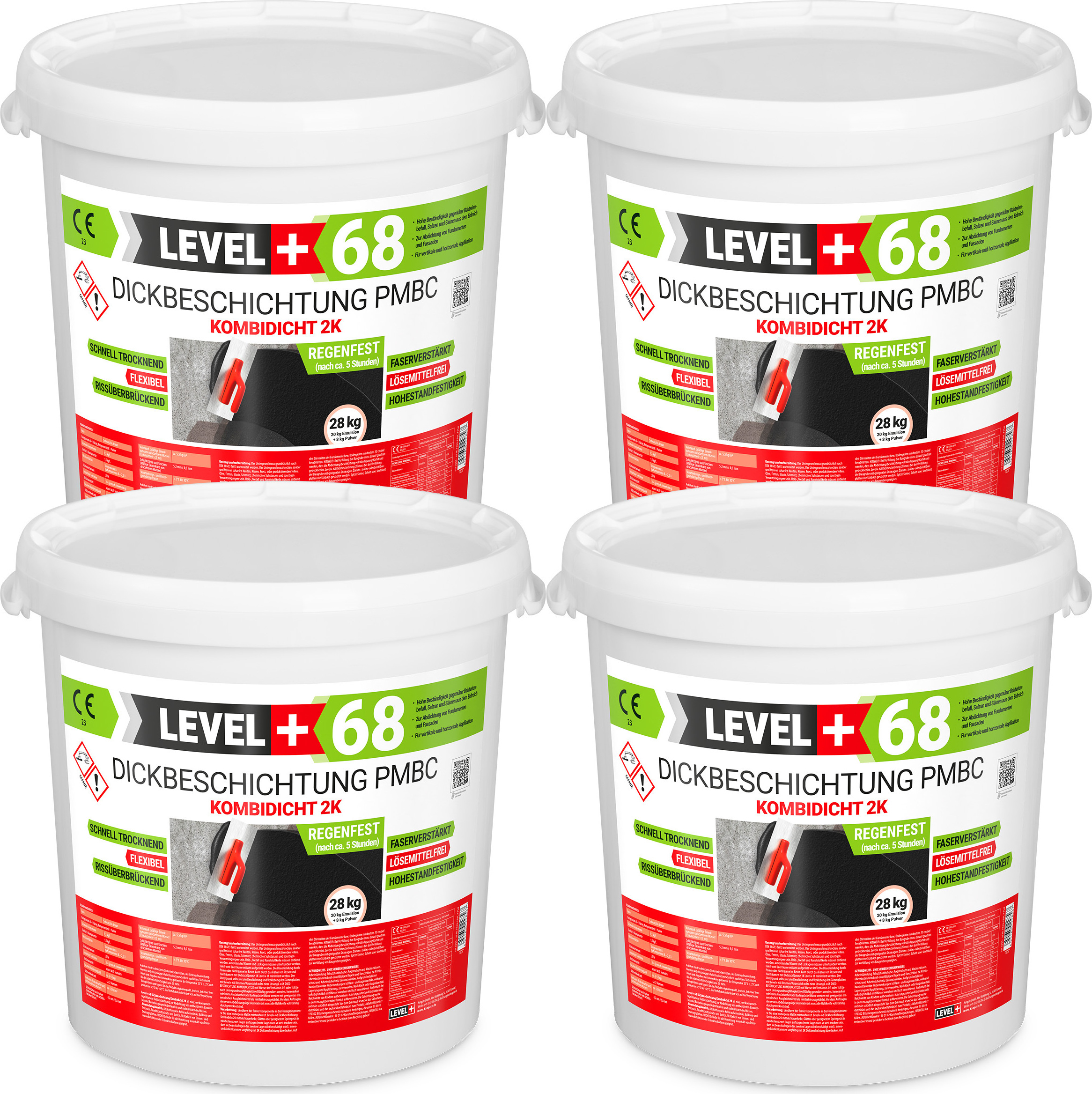 Bitumen Dickbeschichtung 2K Fundamente Keller 112kg Garage Abdichtung LEVEL+68