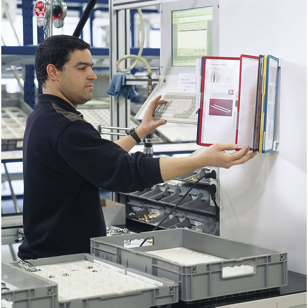 Wandhalter-Komplett-Set, 10 Klarsichttafeln DIN A4, mit Aufsteckreitern, VE 2 Stk DURABLE