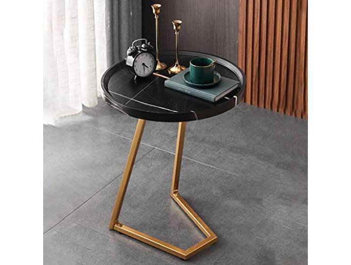 XDgfjrCGKJ Mit Metallrahmen, moderner Sofa-Akzenttisch, lässiger Teetisch(Black a,50 cm)
