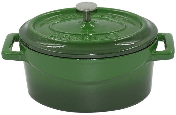 Ⓜ️🔵🔵🔵 Pentole Agnelli COGHSOP12612G - Mini casseruola in ghisa, ovale, smaltata VERDE,