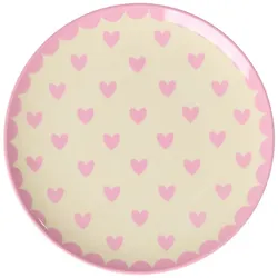 RICE Melamin Kuchenteller Favorite Hearts, Rosa - Ø 16 cm