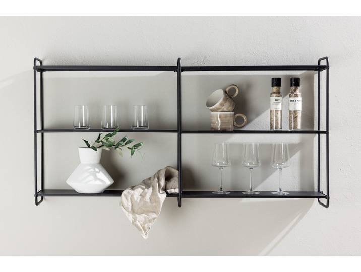 Wandregal Lyon – Wandregal in Beige oder Schwarz, klein & groß - Schwarz - Groß - Luxusbetten24