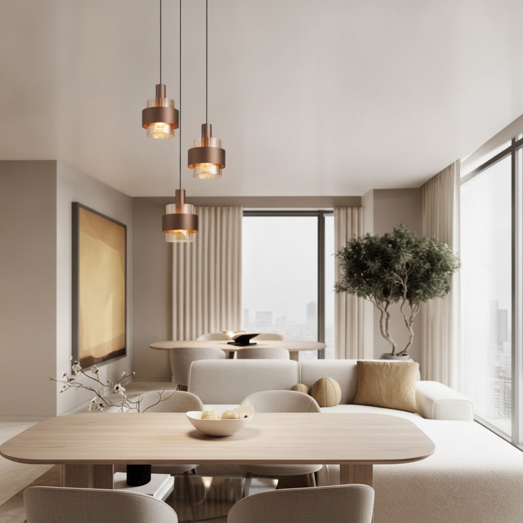 Lyora Moderne hanglamp Serena 3-lichts bruin met glazen cilinders