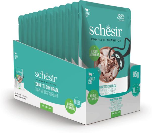 Schesir Cat Pouch Atum com Dourada 12 un x 85g