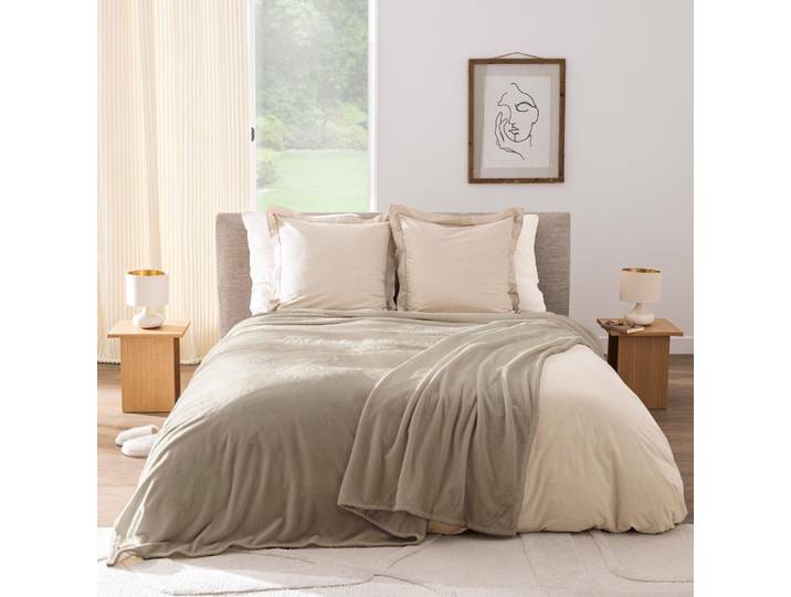 Couverture taupe 220x240 Flanou