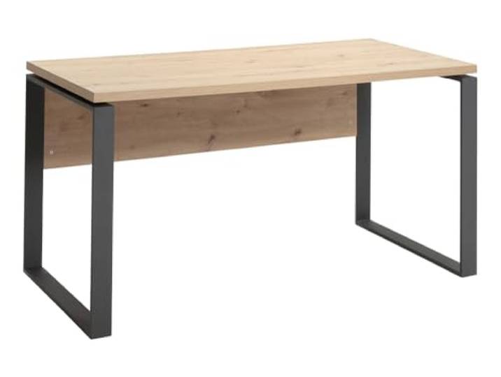 Composad Schreibtisch der Linie Design mit Beinen aus Metall, moderner PC-Schreibtisch, (BxHxT) 140 x 74,50 x 80 cm, Farbe Eiche Honigat und Schwarze Beine, für Büro, Studie, Kinderzimmer,