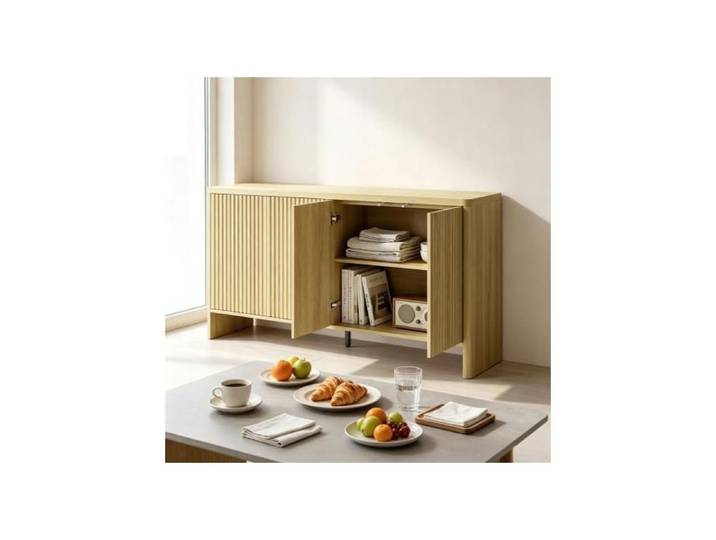 Buffet - WESTYLE - Style Scandinave - 147x40x77 cm - 4 portes push-pull - Étagères réglables