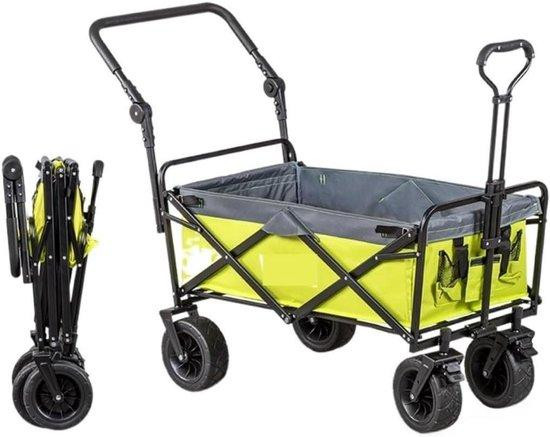 Groene opvouwbare handkar voor tuin en boodschappen met grote capaciteit