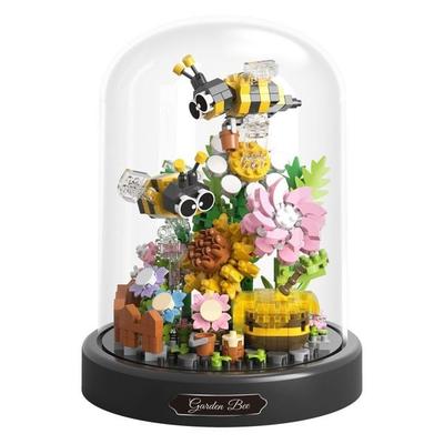 BALODY Gartenszene: Blumen mit Bienen, DIY Bausatz aus Miniblocks, 588 Klemmbausteine