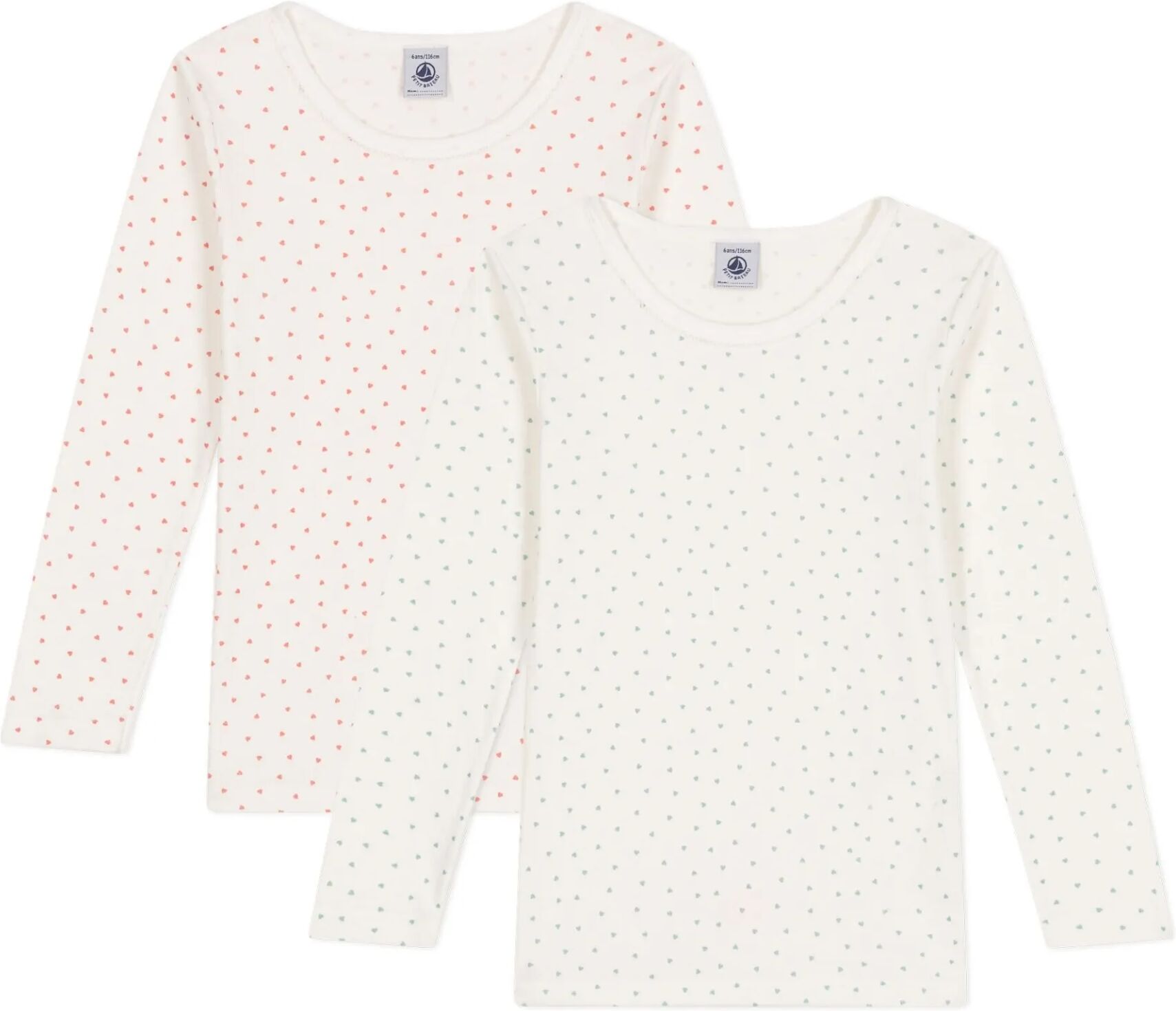 Petit Bateau Lot 2 T-shirts Cœurs Blanc 2 ans