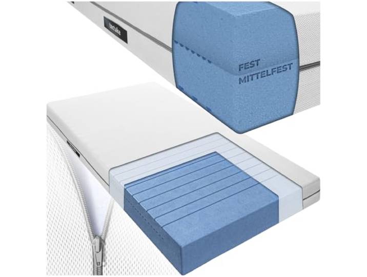 tectake® Matratze, Schaumstoffmatratze mit Komfortschaum und 3D Mesh Gewebe, 2in1 Härtegrade H2 und H3, Schlafmatratze für Bett, Ehebett, Gästebett, Doppelbett - 90x190 cm