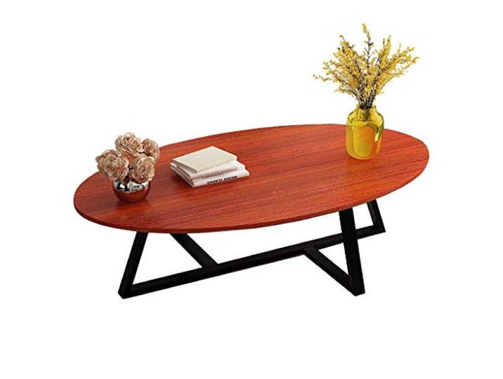 LHNLY-Beistelltische Oval Wohnzimmertisch Couchtisch Sofa Beistelltisch Wohnzimmer Teetisch Nordic Moderne Skandinavische Kleine Wohnung Haushalt Wohnkultur, MDF Holz- und Metallrahmen