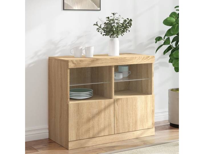 vidaXL Sideboard mit LED-Leuchten Sonoma-Eiche 81x37x67 cm