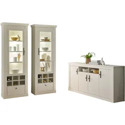 ESSZIMMER-SET Esszimmer Set 3-teilig weiß Pinie Landhaus, Soft-Close-Funktion