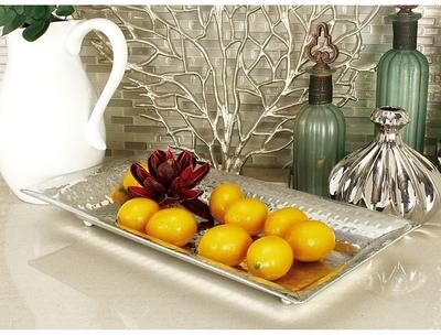 Studio 350 Silver Aluminum Tray (Set of 3) - 15 x 24 x 2
