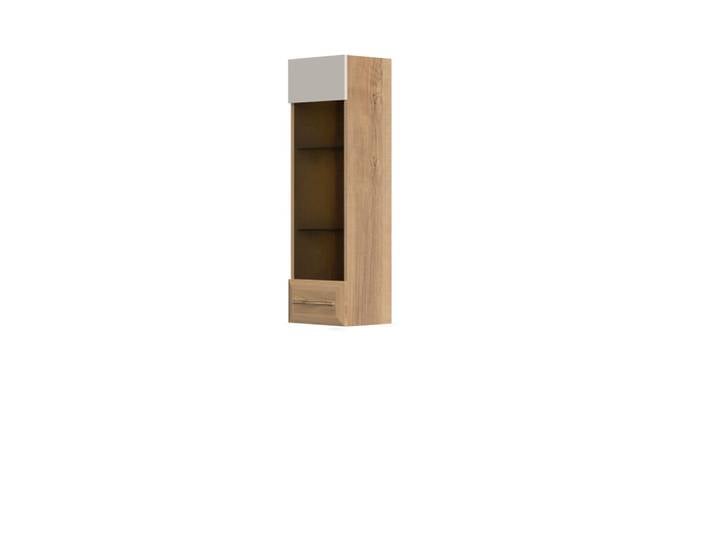 Hängevitrine OTTO HOME Gala , beige (beige, pacific walnuss decor), B:35cm H:115cm T:30cm, Glas, Holzwerkstoff, MDF, Schränke, UV lackiert, kratzfest, hochglänzend, mit Beleuchtung