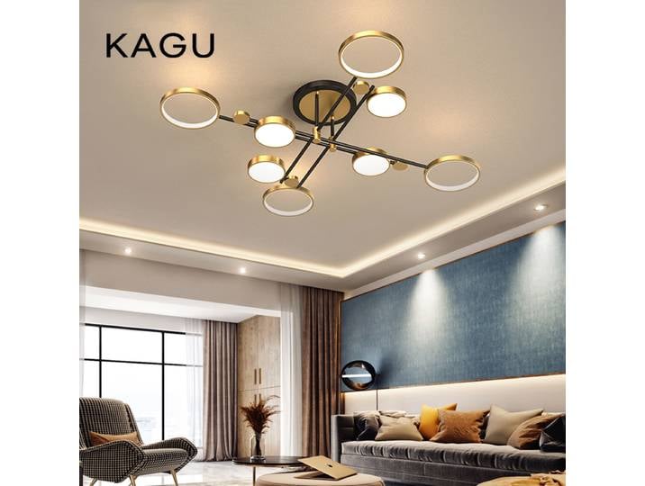 Lustre LED moderne éclairage pour salon chambre nouvelle lampe cadre doré en aluminium livraison directe luminaire intérieur Lustres