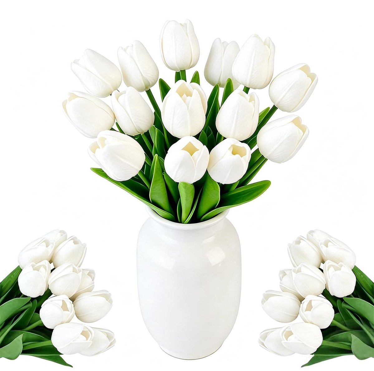 Set van 12 witte kunsttulpen voor tafeldecoratie