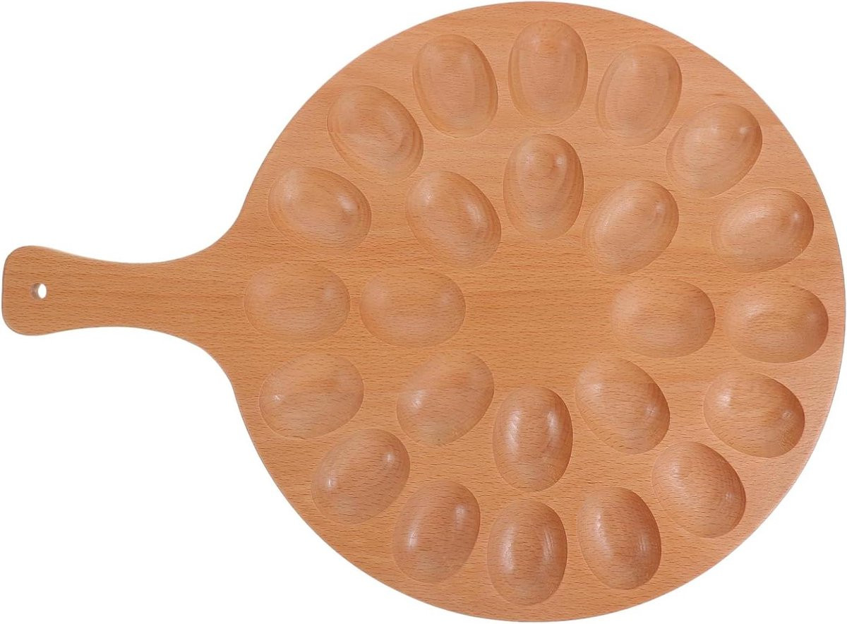 Houten Eierdop Tray Eierhouder met uniek ontwerp voor feestdagen decoratie, Lengte: 40,60 cm