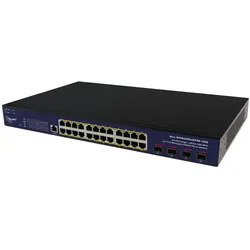 Allnet Switch smart managed Layer2 28 Port • 24x 1 GbE • PoE Budget 400W • 4x SFP+ • 19" • Lüfterlo (28 Ports), Netzwerk Switch, Schwarz