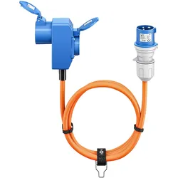 Goobay, Verlängerungskabel, CEE-Adapterleitung, CEE-Stecker auf 90° CEE-Kupplung und Schutzkontakt-Kupplung, 5 m (5 m, CEE 7/3, CEE 7/4)