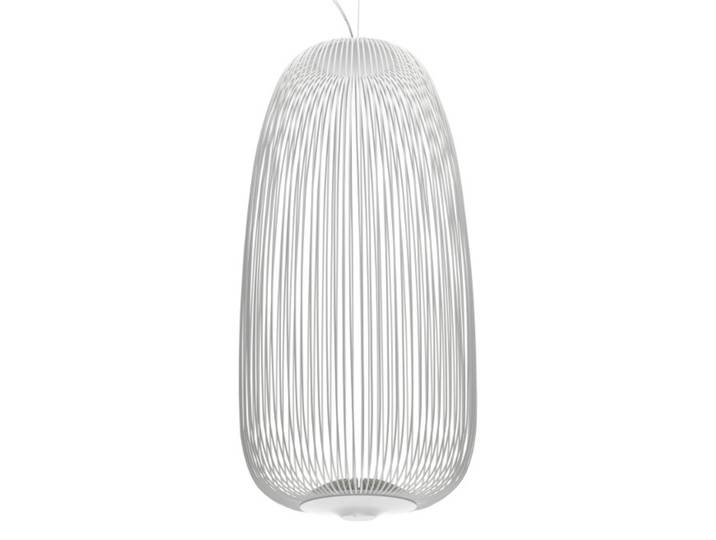 FOSCARINI lampe à suspension SPOKES 1 LED (Variateur / Blanc - Acier et aluminium vernis)