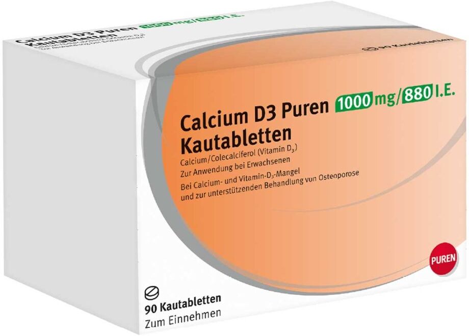 Calcium D3 PUREN 1000 mg/880 I.E. Kautabletten