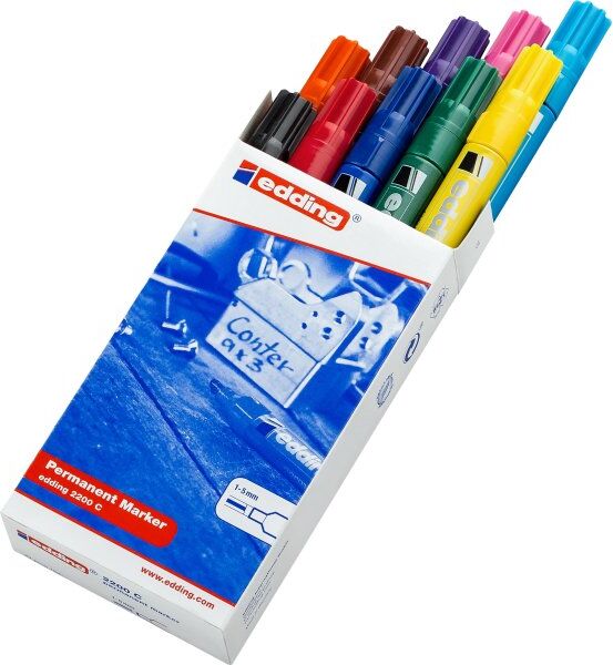 Edding 2200c Permanent Marker   10 Farver