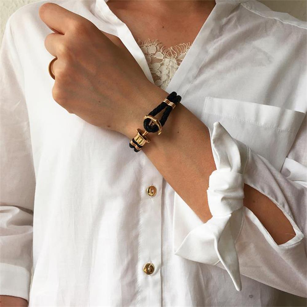 Paul Hewitt Phrep Armband Leder gold schwarz