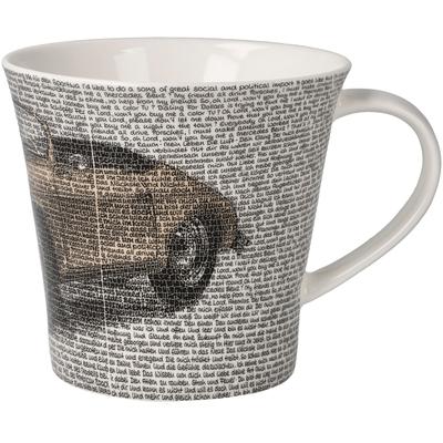 Tasse GOEBEL "Coffee-/Tea Mug Saxa- Porsche 356 Orange", weiß (bunt), B:10,5cm H:9,5cm, Porzellan, Trinkgefäße, Tasse