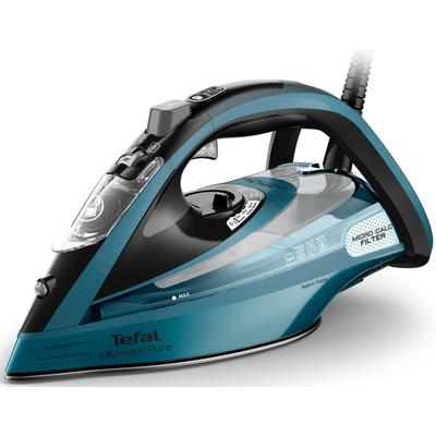 TEFAL Dampfbügeleisen "Ultimate Pure, Autoclean-Bügelsohlen-Technologie, kurze Aufheizzeit", schwarz, blau, B:15,2cm H:15,5cm T:31,7cm, Bügeleisen, Tropfstopp, Auto-Abschaltung, vertikales Dampfglätten, FV9851, Dampfbügeleisen