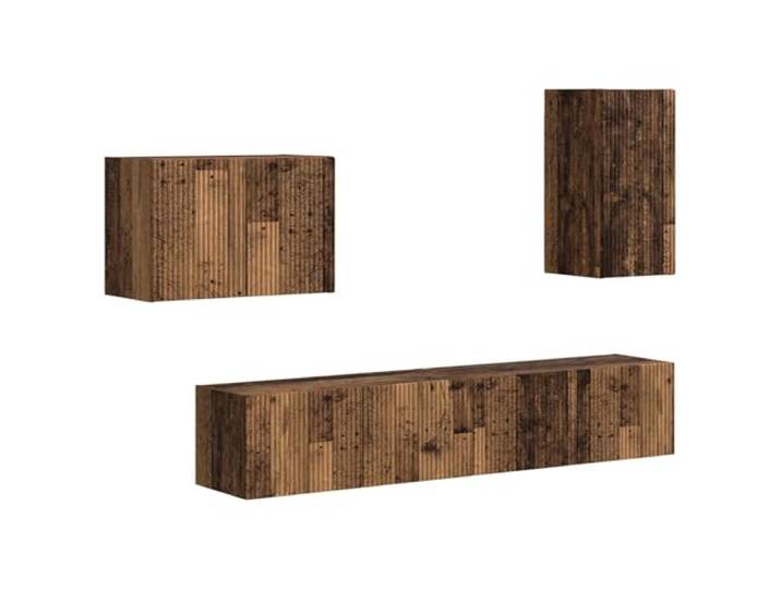 RJPLMFV TV-Schrank, Wandmontage, 4-teilig, Holz Geräumige Aufbewahrung, 90° drehbare Türen, modernes Design, einfache Reinigung