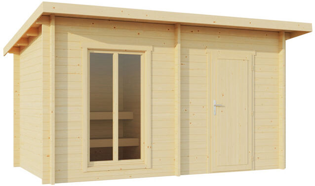 Lasita Maja Lasita 13.5 x 7.5 Ft. Pent Roof Sauna Log Cabin With Tempered Double Glazed Windows (44mm)