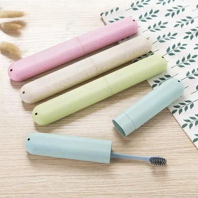 Uplifted Finds Portable Travel Toothbrush Storage Box Compact Wheat Straw Hygiene Case pink