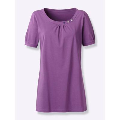 Longshirt CLASSIC BASICS "Longshirt", Damen, Gr. 46, lila, 100% Baumwolle, unifarben, Rundhals, Shirts Longshirt