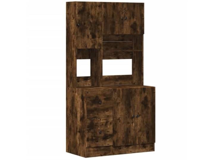 fsahslih Küchenschrank Räuchereiche Holzwerkstoff 95x50x180 cm Großzügiger Aufbewahrungsschrank mit Türen und Schubladen für Geschirr in Küche, Esszimmer oder Gastronomie.