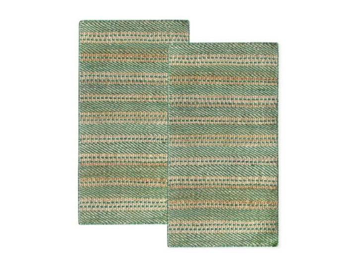 Pack 2x Tapis de Jute Olivia Hamid 100% Fibre de Jute Naturelle et Laine Blanc ( Vert 60 x 110 cm)