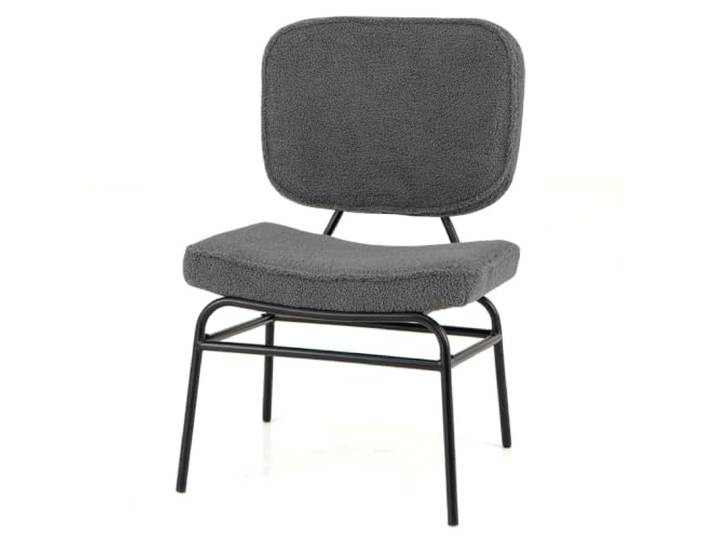 Helloshop26 Sessel, Akzent, Stoff, Sherpa, 55 x 56 x 87 cm, ergonomischer Komfort, moderner Stil, aus Metall, Grau, 20_0012074