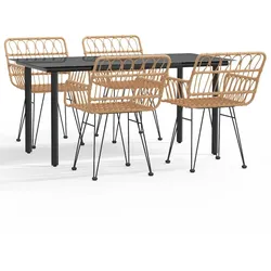 vidaXL 5-tlg. Garten-Essgruppe Poly Rattan