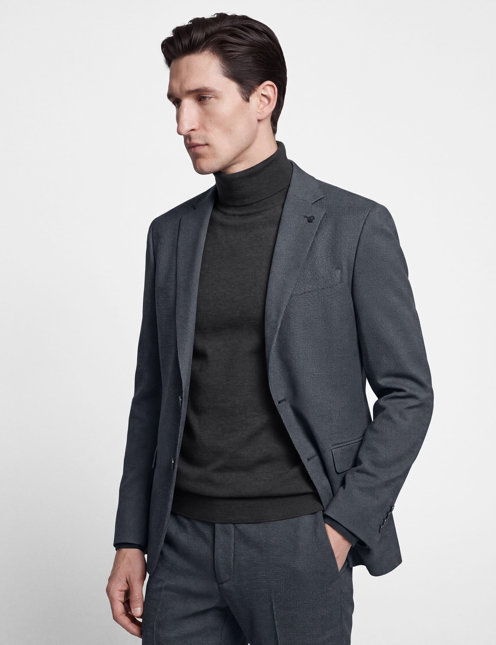 Anzug THOMAS GOODWIN "Anzug", Herren, Gr. 50, Normalgrößen, dunkelblau, 65% Polyester, 24% Viskose, 8% Polyamid, 3% Elasthan, unifarben, gerade, Anzüge, Business-Anzug mit Formstabilität