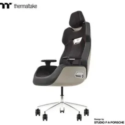 Thermaltake Tt ARGENT E700 Ice Grey Metallic Alcantara, Gaming Stuhl, Silber, Schwarz, Grau