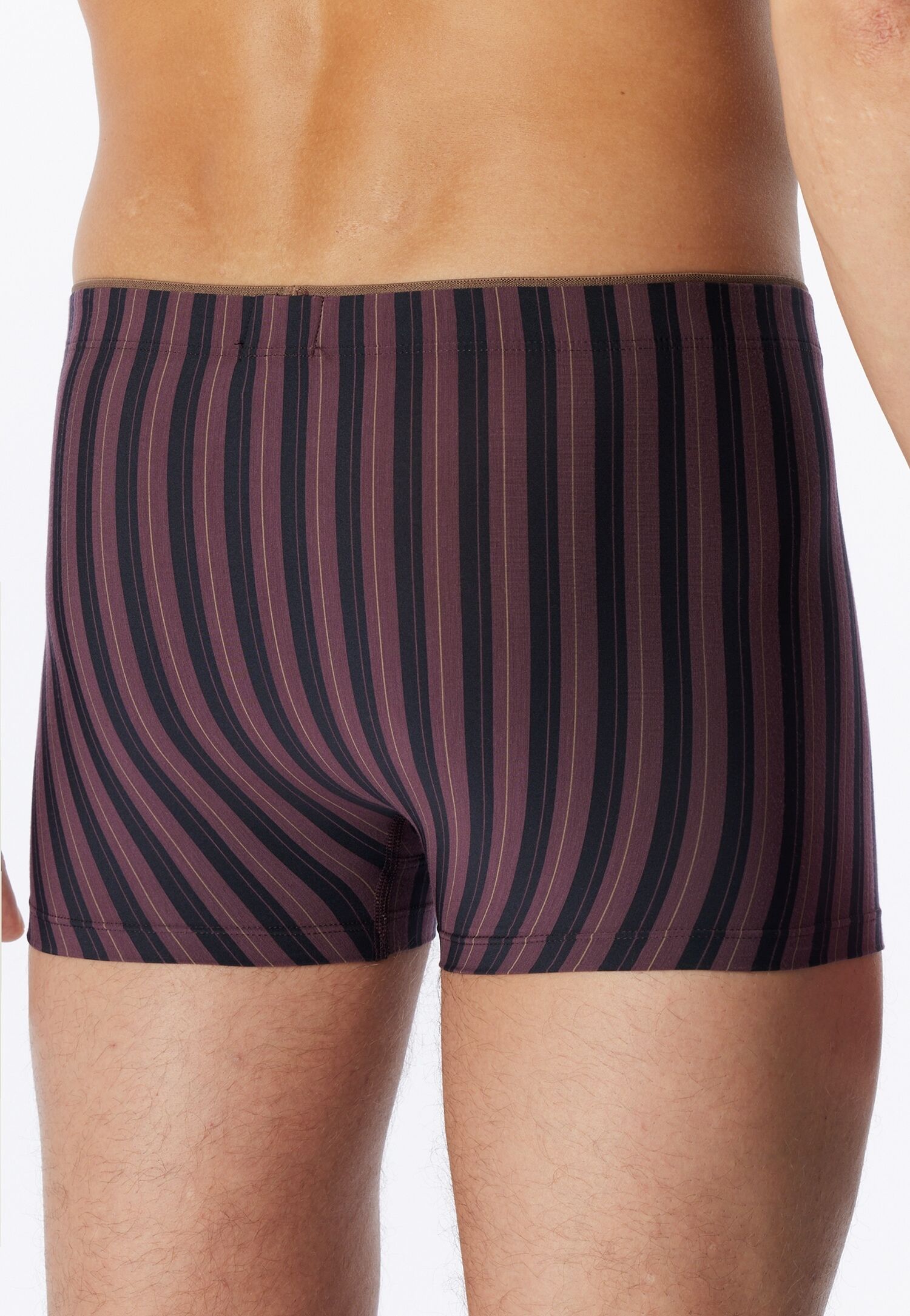 Boxer SCHIESSER "Long Life Soft", Herren, Gr. 6, Single Jersey, braun (325, braun), Single Jersey, Obermaterial: 55% Modal, 35% Polyester, 10% Elasthan, körpernah, Unterhosen Boxer, ohne Eingriff, gestreift